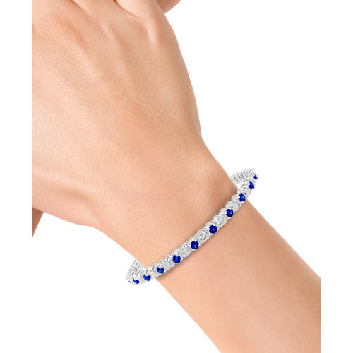 EFFY® Sapphire (3-1/20 ct. t.w.) & Diamond (2-1/6 ct. t.w.) Link Bracelet in 14k White Gold