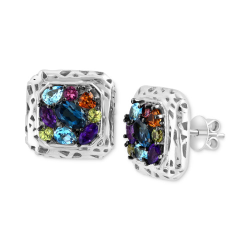EFFY® Multi-Gemstone Cluster Stud Earrings (2-1/2 ct. t.w.) in Sterling Silver