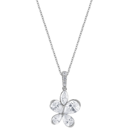 Lab Grown Diamond Pear, Marquise, & Round Flower 18" Pendant Necklace (1-3/4 ct. t.w.) in 14k White Gold