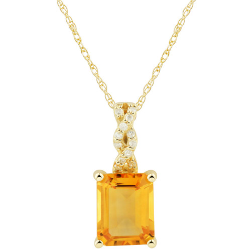 Citrine (2-1/6 ct. t.w.) & Diamond (1/20 ct. t.w.) Braided Bale 18" Pendant Necklace in 14k Gold