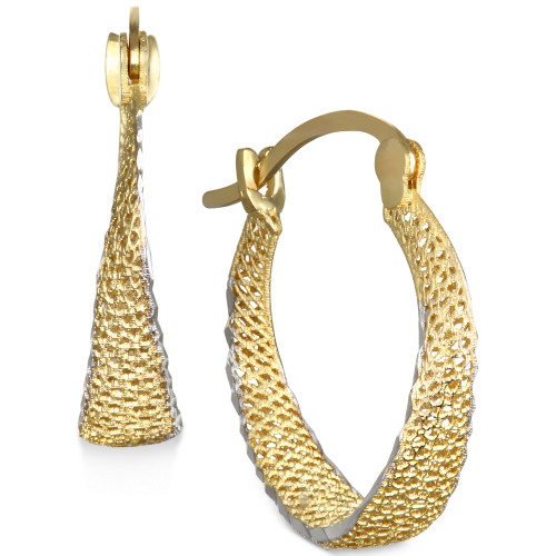 Textured Hoop Earrings in 10k Gold