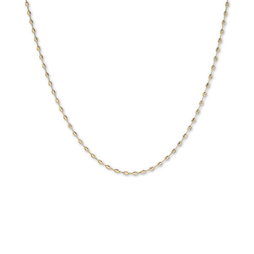 Diamond Cut Oval Bead, 18" Chain Necklace (2-5/8mm) in 14k Gold, Made in Italy