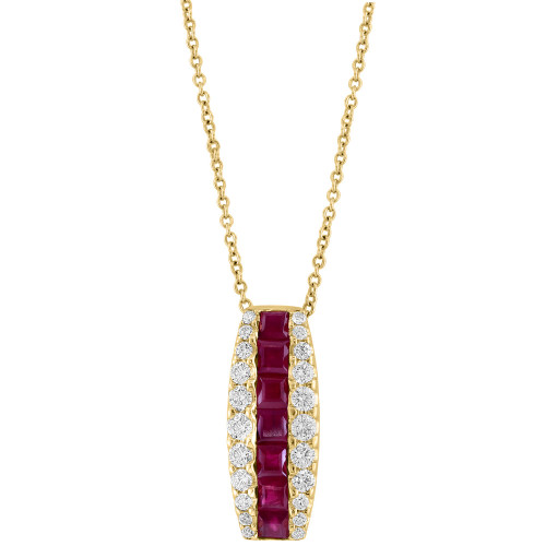 EFFY® Ruby (1-1/5 ct. t.w.) & Diamond (1/2 ct. t.w.) Vertical 18" Pendant Necklace in 14k Gold