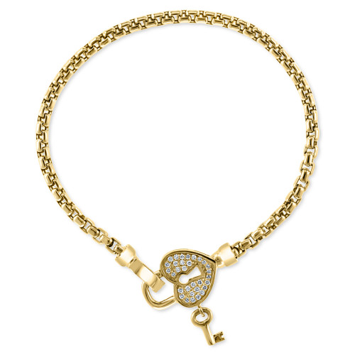 EFFY® Diamond Lock & Key Statement Bracelet (1/4 ct. t.w.) in 14k Gold