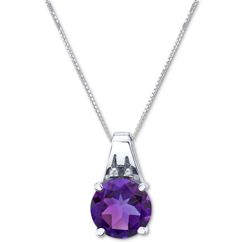 Amethyst (3-1/2 ct. t.w.) & Diamond Accent 18" Pendant Necklace in Sterling Silver