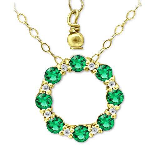 Lab-Created Green Quartz & Cubic Zirconia in 18k Gold-Plated Sterling Silver, 16" + 2" extender, Created for Macy's
