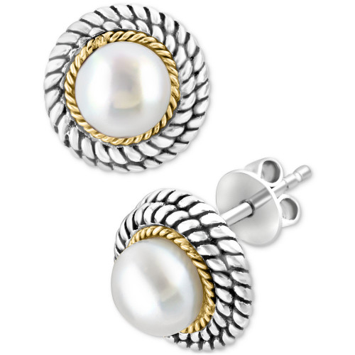 EFFY® Freshwater Pearl (7mm) Stud Earrings in Sterling Silver & 18k Gold-Plate