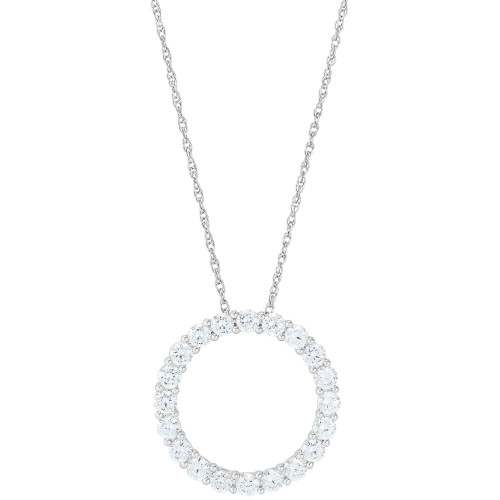 Lab Grown Diamond Circle Pendant Necklace (2 ct. t.w.) in 14k White Gold, 16" + 2" extender