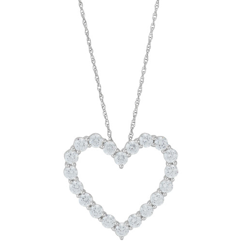 Lab Grown Diamond Heart Pendant Necklace (3 ct. t.w.) in 14k White Gold, 16" + 2" extender
