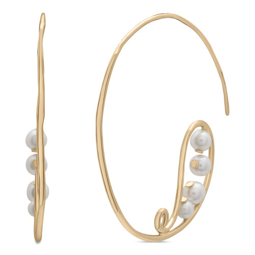 Cultured Freshwater Pearl (3 - 4mm) Circle Threader Earrings in 14k Gold-Plated Sterling Silver