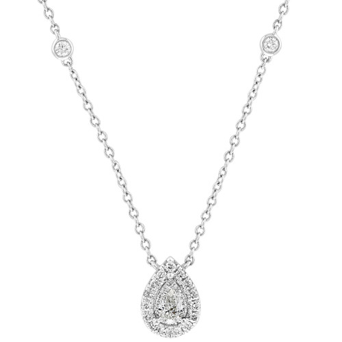 EFFY® Diamond Pear Halo 18" Pendant Necklace (3/8 ct. t.w.) in 14k White Gold