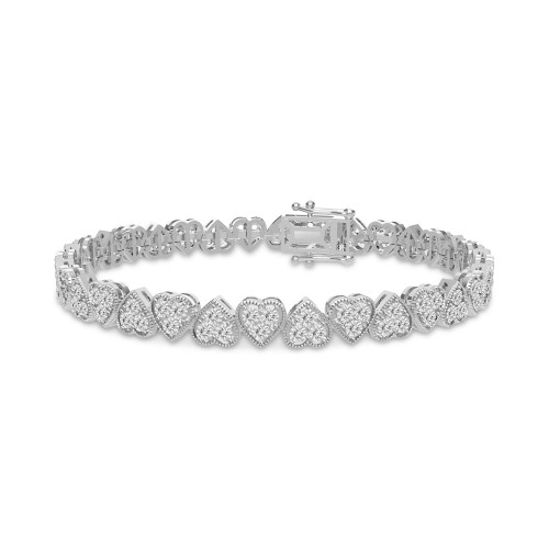 Diamond Heart Link Bracelet (1 ct. t.w.) in 10k White Gold