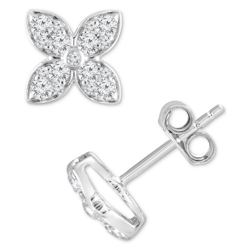 Lab-Created Diamond Flower Stud Earrings (1/2 ct. t.w.) in Sterling Silver