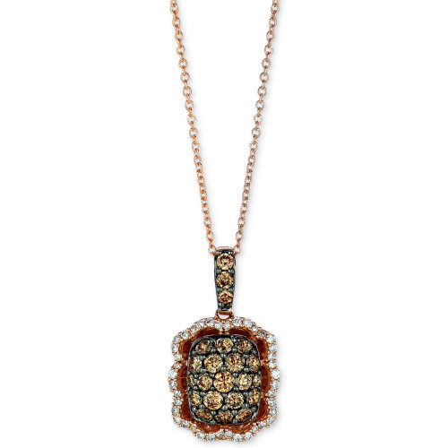 Chocolatier® Diamond Cluster 18" Pendant Necklace (7/8 ct. t.w.) in 14k Rose Gold