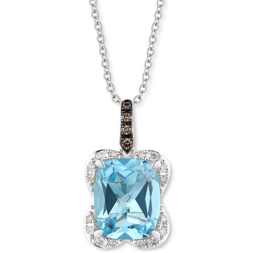 Blue Topaz (4-1/4 ct. t.w.) & Diamond (1/6 ct. t.w.) 18" Pendant Necklace in 14k White Gold
