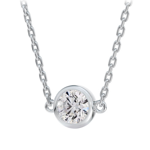 Diamond Bezel Pendant Necklace (1/3 ct. t.w.) in 14k White Gold, 16" + 2" extender