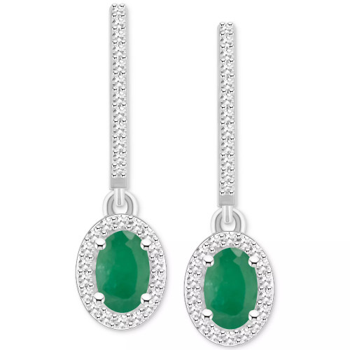 Sapphire (1-1/5 ct. t.w.) & Diamond (1/3 ct. t.w.) Leverback Drop Earrings in Sterling Silver (Also in Emerald & Ruby)