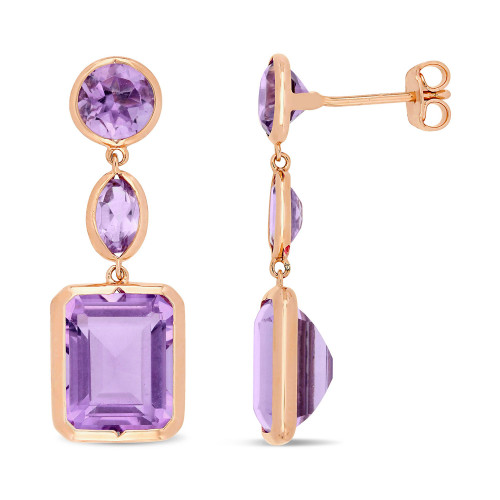 Pink Amethyst (11-1/2 ct. t.w.) Link Earrings in 18k Rose Gold over Sterling Silver