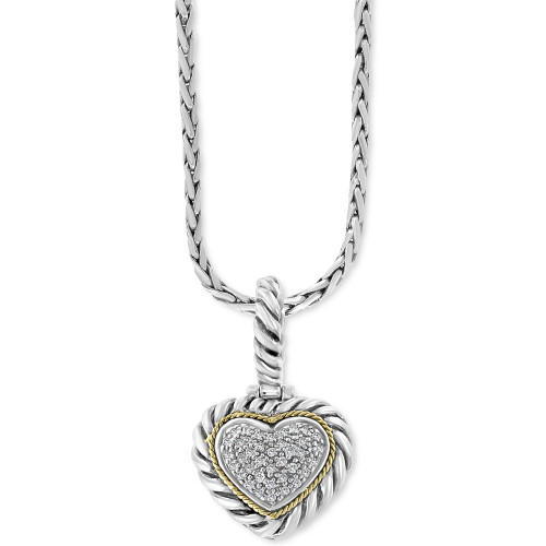 EFFY® Diamond Heart Cluster 18" Pendant Necklace (1/5 ct. t.w.) in Sterling Silver & 18k Gold