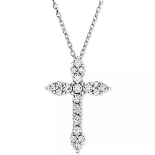 Diamond Cross Adjustable Pendant Necklace (1/2 ct. t.w.) in 14k White Gold or 14K Gold