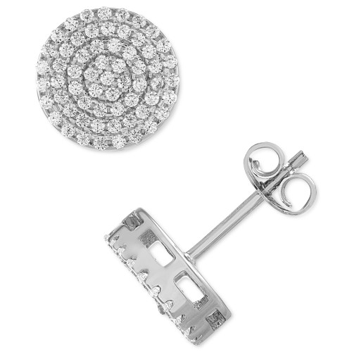 Cubic Zirconia Circle Cluster Stud Earrings in Sterling Silver, Created for Macy's