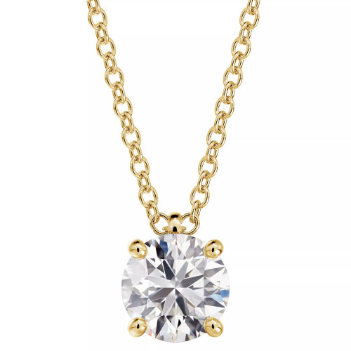 Diamond Solitaire Pendant Necklace (1/2 ct. t.w.) in 14k White or Yellow Gold, 16" + 2" extender