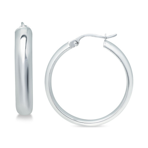 Medium Polished Hoop Earrings in Sterling Silver, 35mm, Created for Macy's