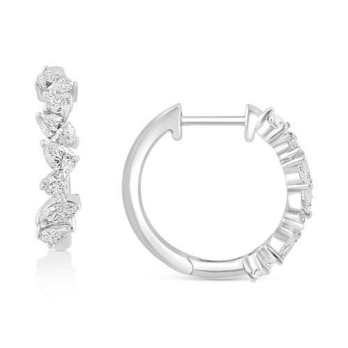 EFFY® Diamond Small Huggie Hoop Earrings (3/4 ct. t.w.) in 14k White Gold, 0.62"