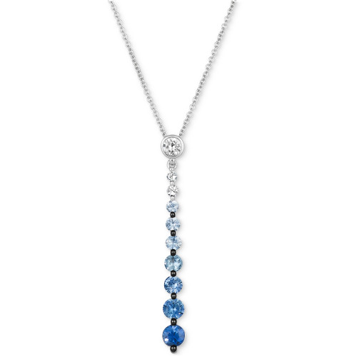 Denim Ombré (7/8 ct. t.w.) & White Sapphire (1/6 ct. t.w.) Graduated Adjustable 20" Lariat Necklace in 14k White Gold