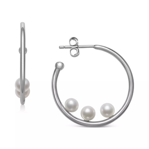 Cultured Freshwater Pearl (4mm) Extra Small Hoop Earrings, Created for Macy's