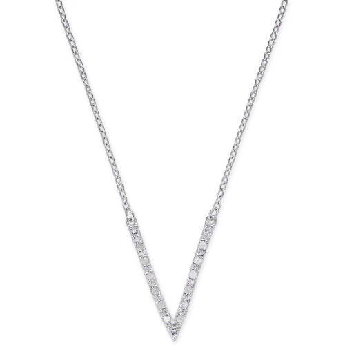 Diamond "V" Necklace (1/10 ct. t.w.) in Sterling Silver