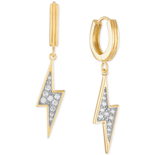 Cubic Zirconia Lightning Bolt Drop Earrings in 14k Gold-Plated Sterling Silver, Created for Macy's