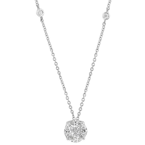 EFFY® Diamond Round Cluster 18" Pendant Necklace (3/4 ct. t.w.) in 14k White Gold
