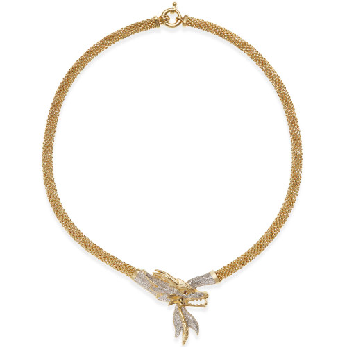 Diamond Dragon 18" Statement Necklace (1-3/4 ct. t.w.) in 14k Gold-Plated Sterling Silver