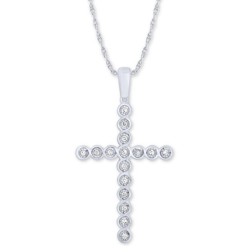 Diamond Cross 18" Pendant Necklace (1/8 ct. t.w.) in 10k White Gold