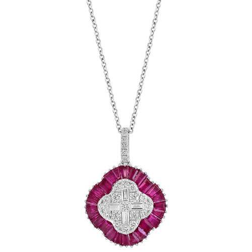 EFFY® Ruby (2-3/8 ct. t.w.) & Diamond (5/8 ct. t.w.) 18" Pendant Necklace in 14k White Gold