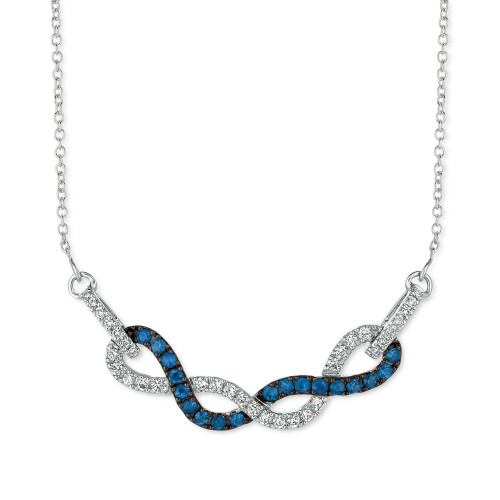 Blueberry Sapphire (3/8 ct. t.w.) & Vanilla Diamond (1/3 ct. t.w.) Braided 18" Statement Necklace in 14k White Gold