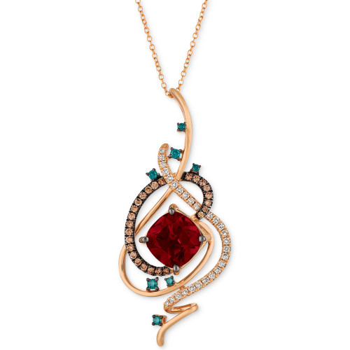 Exotics® Crazy Collection® Pomegranate Garnet™ (4-1/2 ct. t.w.) & Diamond (3/4 ct. t.w.) 18" Pendant Necklace in 14k Rose Gold
