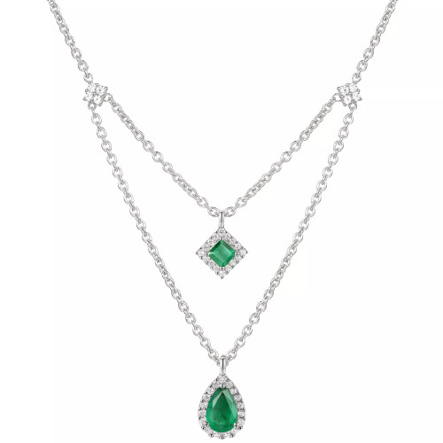 Gemstone & Diamond (1/5 ct. t.w.) Layered 18" Pendant Necklace