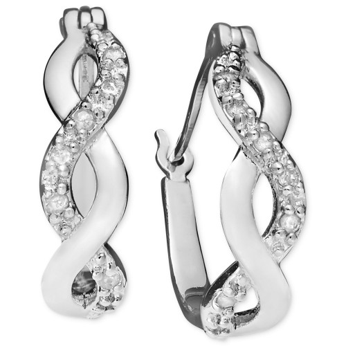 Diamond Infinity Hoop Extra Small Earrings  in 18k Gold and Sterling Silver (1/10 ct. t.w.)