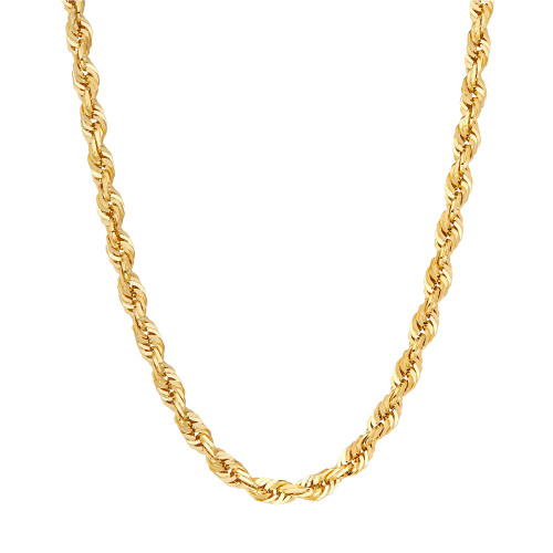 Diamond Cut Rope Chain 22“ Necklace (4-3/8mm) in 10k Yellow Gold