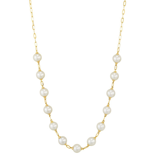 Cultured Freshwater Pearl (6 - 6-1/2mm) 18" Collar Necklace in 14k Gold