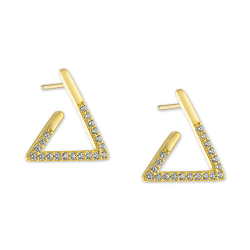 Cubic Zirconia Open Triangle Stud Earrings in 18k Gold-Plated Sterling Silver, Created for Macy's