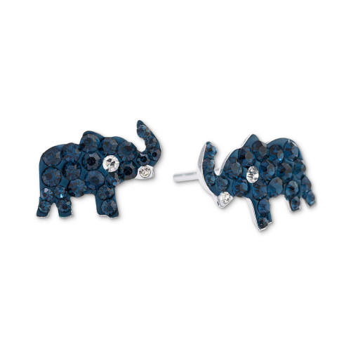 Crystal Pavé Elephant Stud Earrings in Sterling Silver, Created for Macy's
