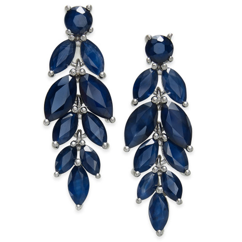 Blue Sapphire (6-1/2 ct. t.w.) & White Sapphire (1/2 ct. t.w.) Chandelier Earrings in Sterling Silver, Created for Macy's
