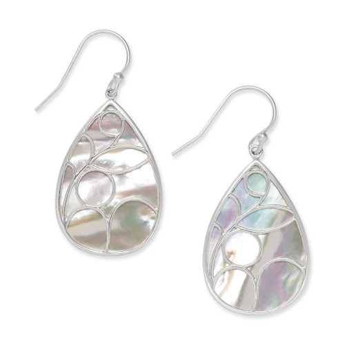 Mother of Pearl Caged Teardrop Earrings in Sterling Silver