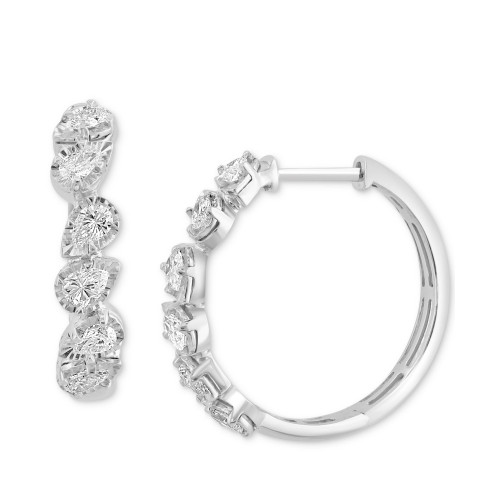 EFFY® Diamond Pear Small Hoop Earrings (5/8 ct. t.w.) in 14k White Gold, 0.75"