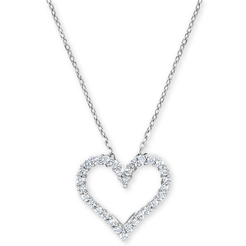 Diamond Heart Pendant Necklace (1/4 ct. t.w.) in 14k White Gold