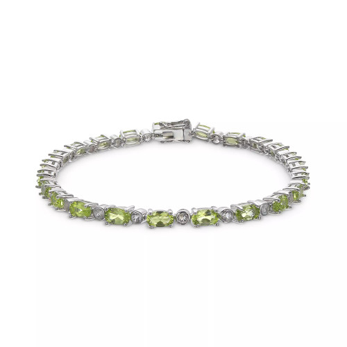 Blue Topaz (8 ct. t.w.) & White Topaz (7/8 ct. t.w.) Tennis Bracelet in Sterling Silver (Also Available In Aquamarine, Peridot and Opal)