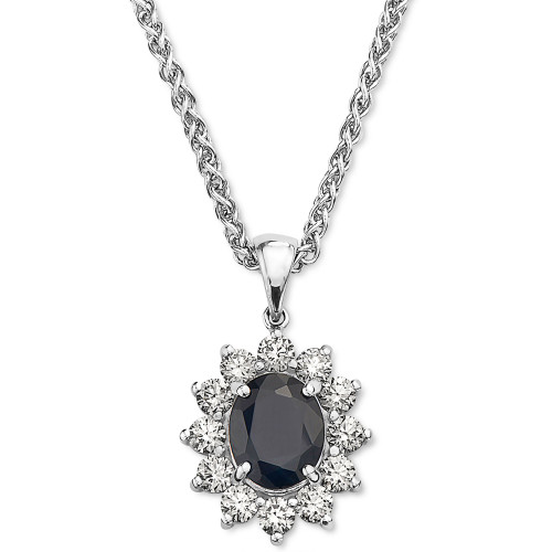 EFFY® Sapphire (2-7/8 ct. t.w.) & Diamond (1-3/8 ct. t.w.) 18" Pendant Necklace in 14k White Gold